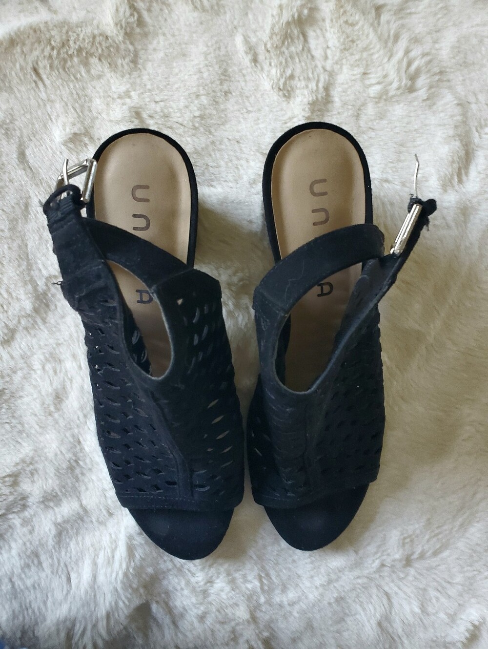 Unisa Black Women's Peep-Toe Slingback Heels
